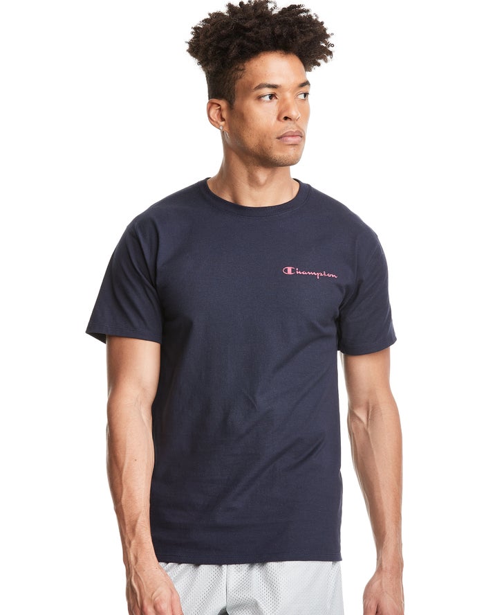 Champion T-Shirt Heren - Donkerblauw - Classic Jersey ( 205394-FIT )